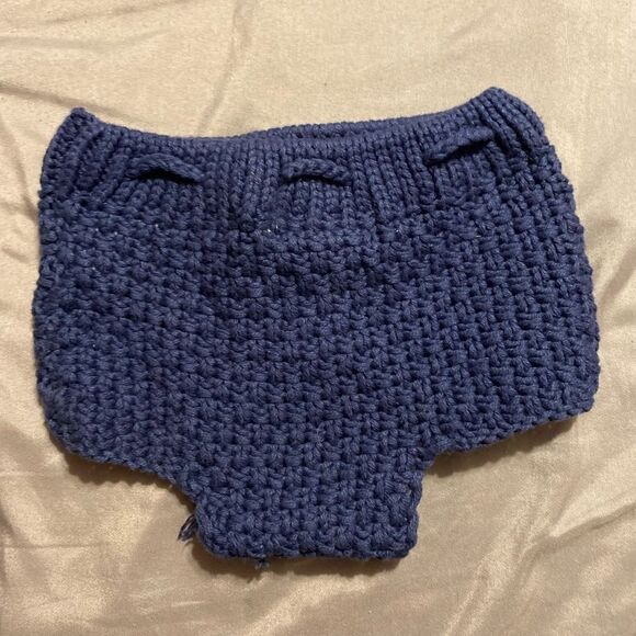 Little Newcomers One Size Blue Knit Diaper Cover - Picture 3 of 5